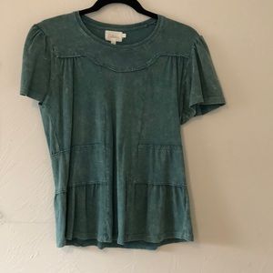 Anthropologie Deletta Acid Washed Ruffle Tee